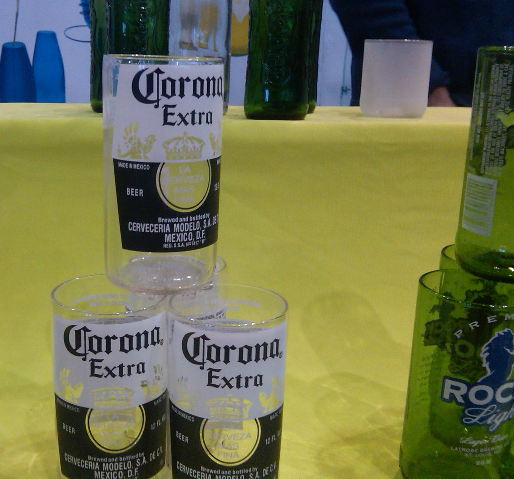 Corona bottles made in to drinking glasses.